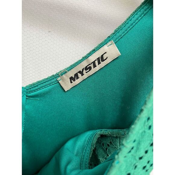 Mystic Womens Sleeveless Line Eyelet Lace Mini A-Line Dress Turquoise Size Small - Picture 4 of 6